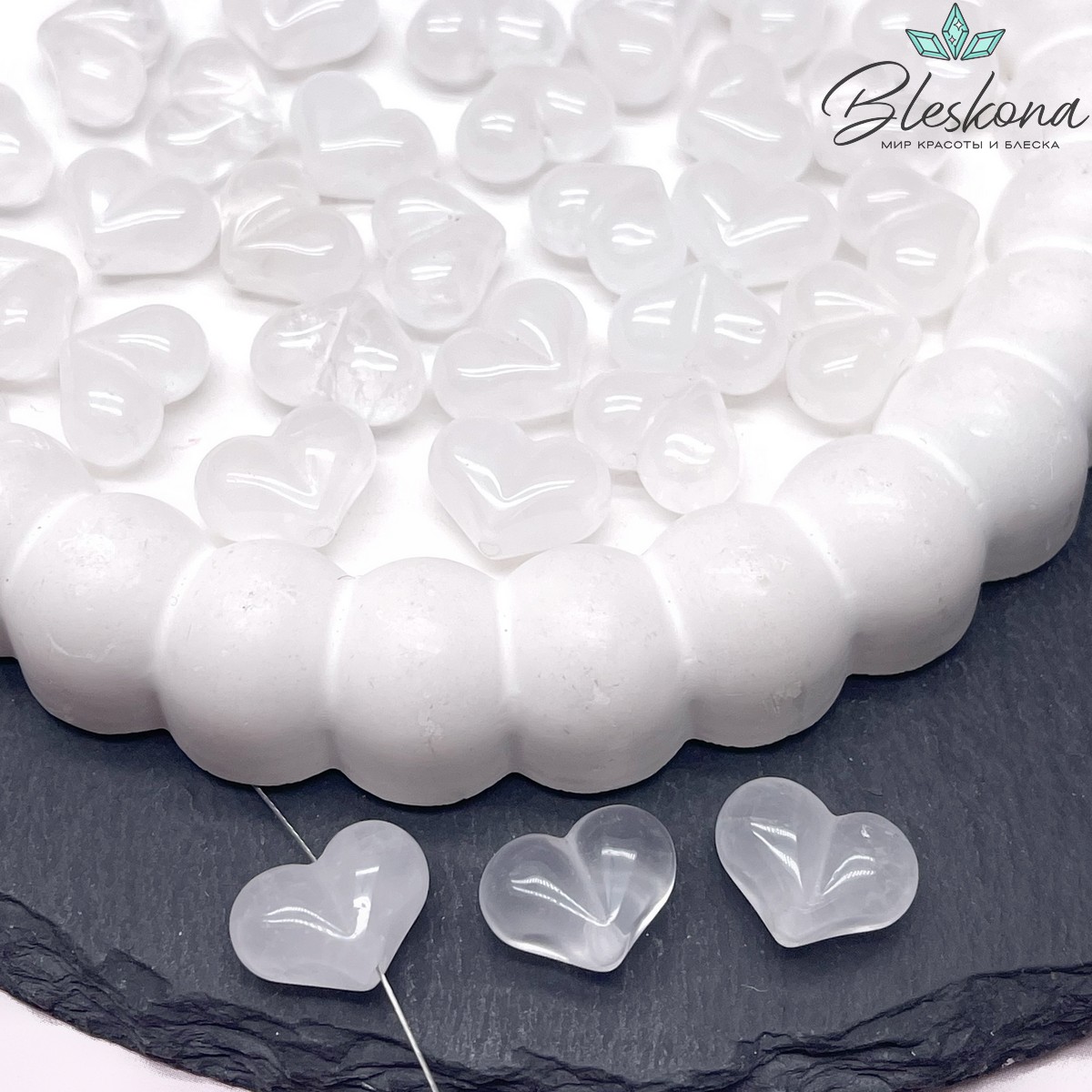 Бусина Сердце Горный Хрусталь 11*15 мм штучно