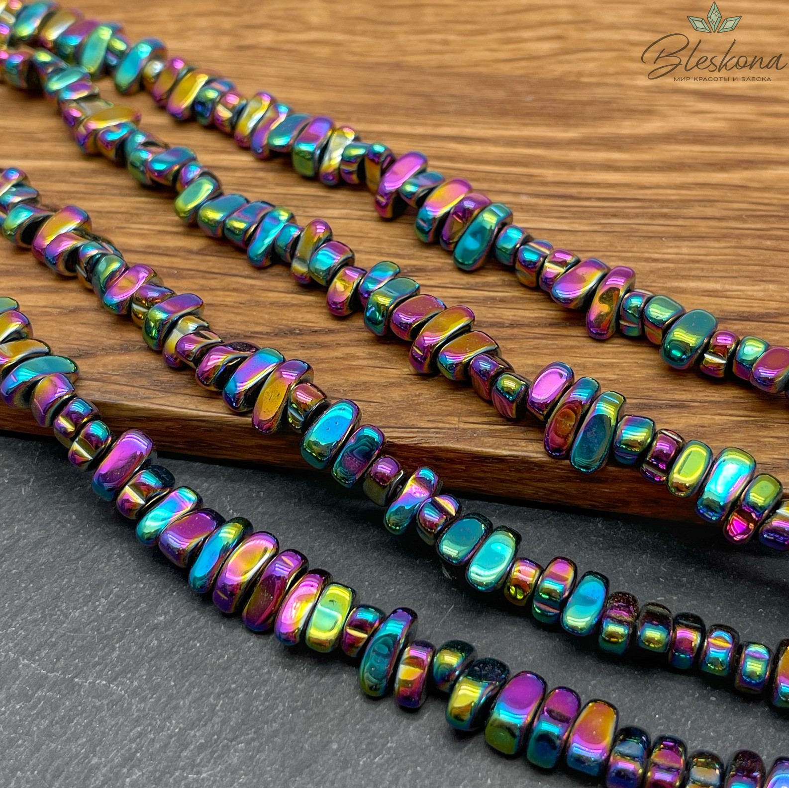 9-12мм Гематин сколы шлифованные №1, цвет хамелеон, имитация