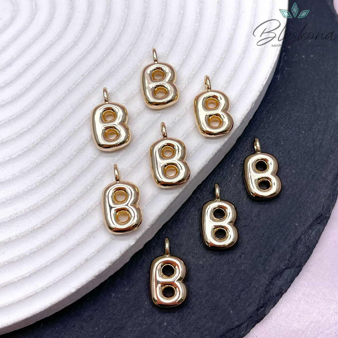 18 мм, Цвет золото, Буква объемная B