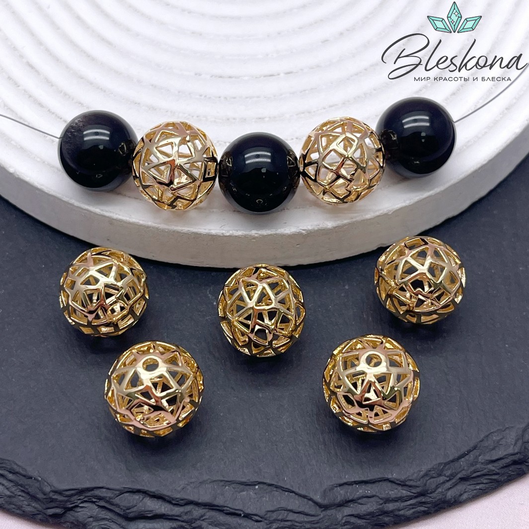 15 мм Цвет золото, Бусина шар фигуры  