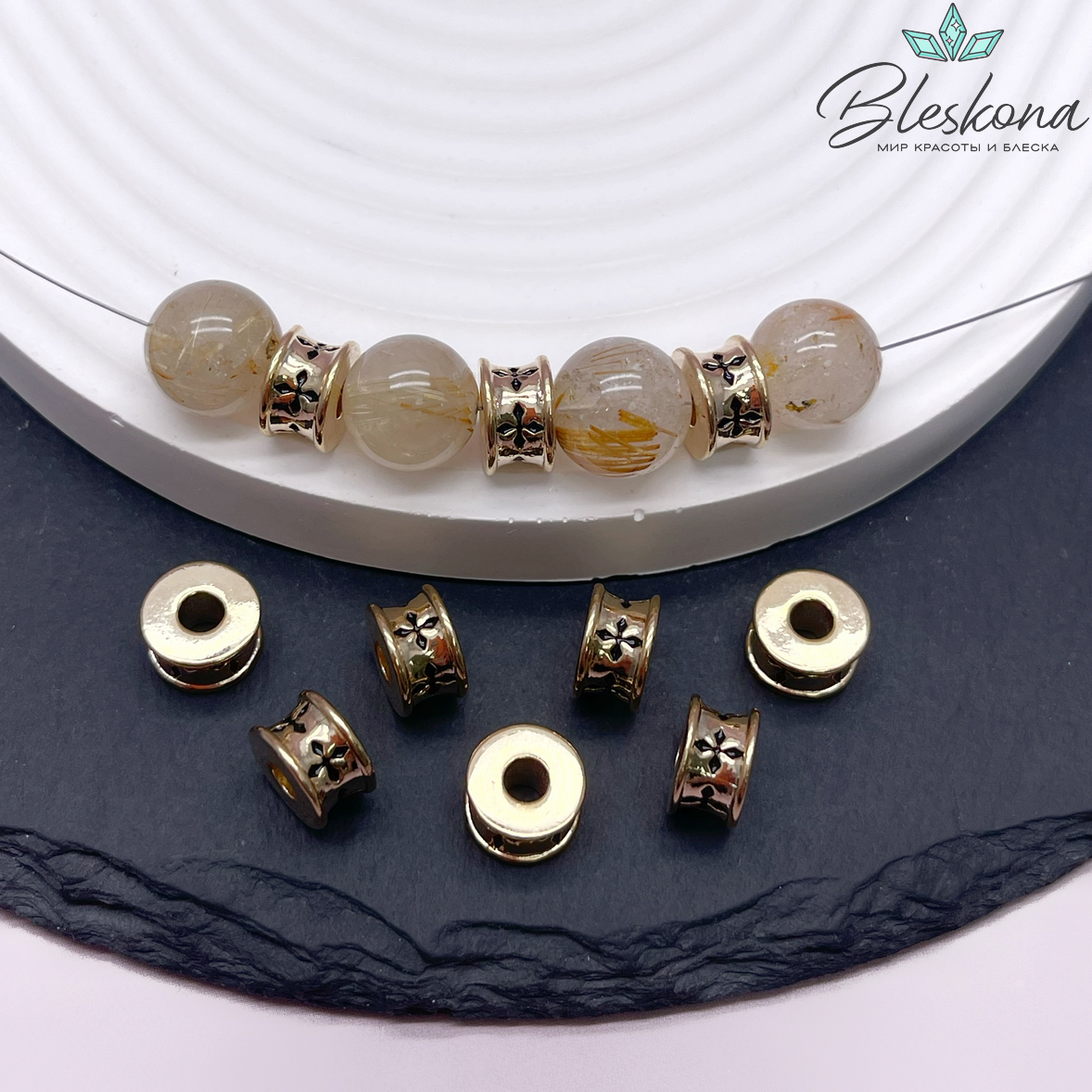 8,6*5,8 мм Цвет золото, Бусина разделитель крестики