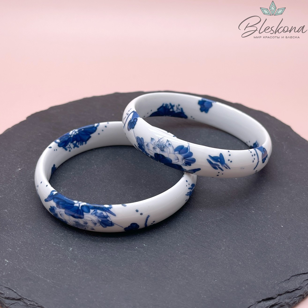 70 мм Браслет Керамика роспись гжель №2