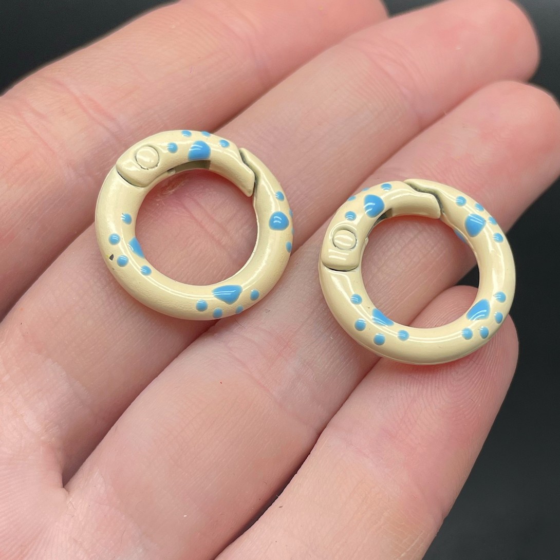 20мм , Замок круг капли бежевая эмаль