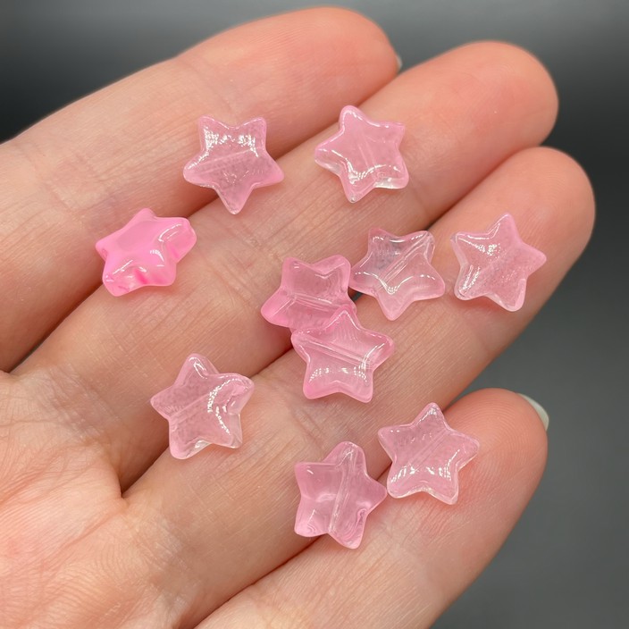 9,5 мм, Стекло звезда розовая уп.10 шт 