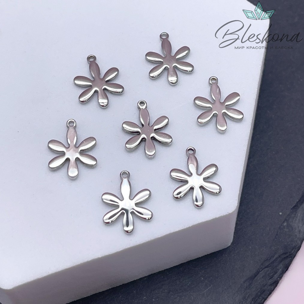 12,5*9,4 мм Цвет серебро, Подвеска Цветочек