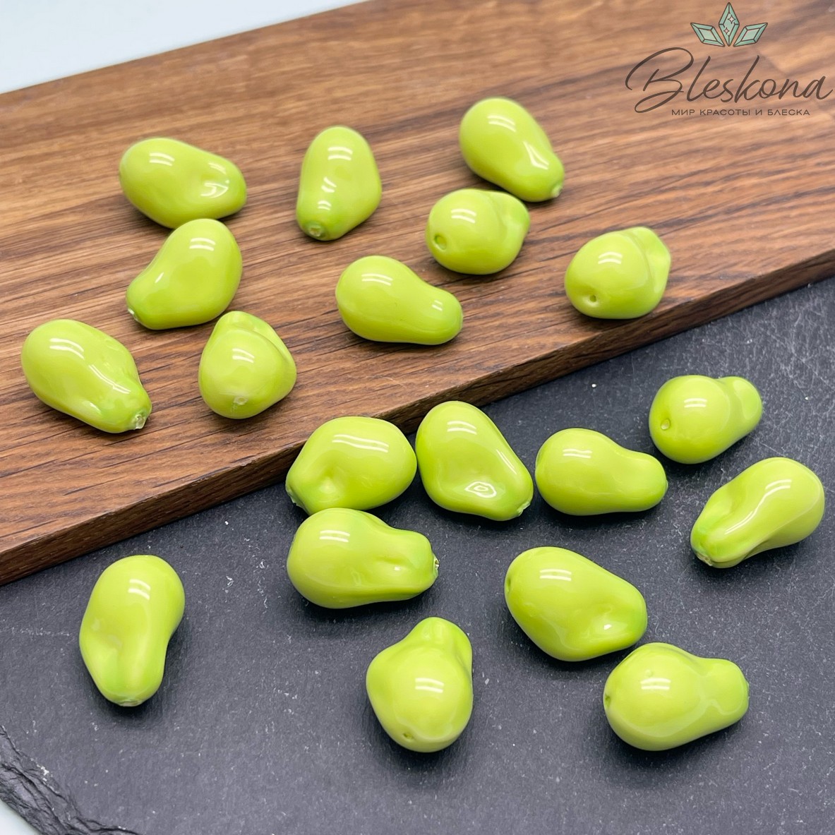  Жемчуг Майорка цвет светло-зеленый 21*13 мм (штучно)