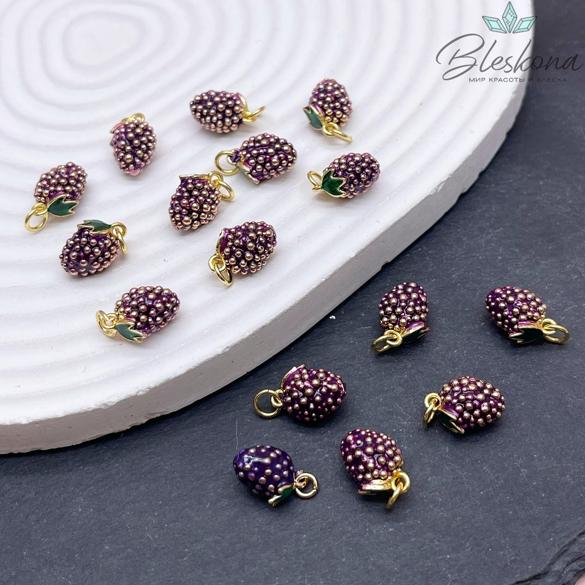 12*8,5мм,Цвет золото ,Подвеска Ежевика 