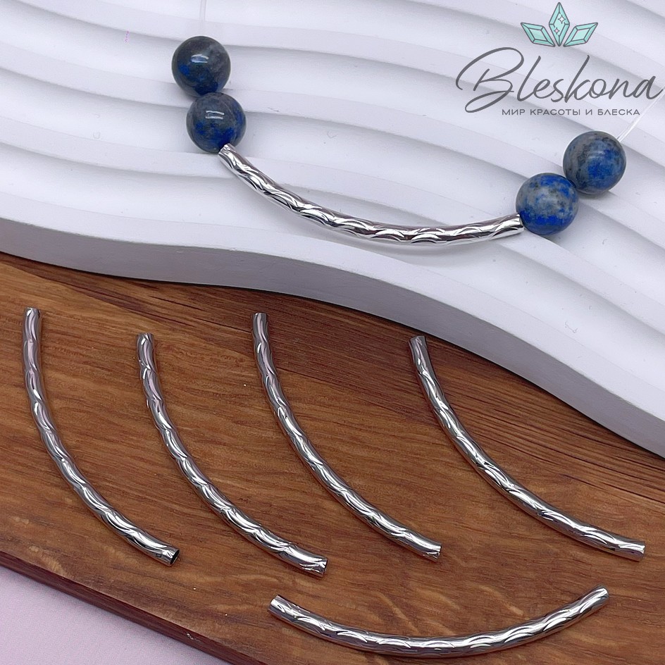 45*2,9 мм Цвет серебро, Бусина трубочка рисунок