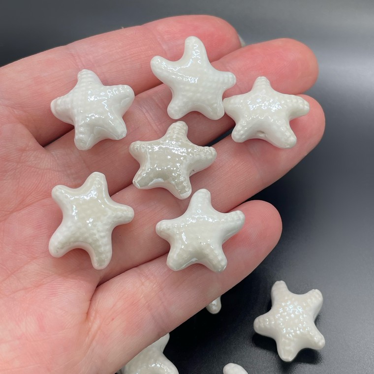 16*18 мм Бусина морская звезда, керамика цвет белый