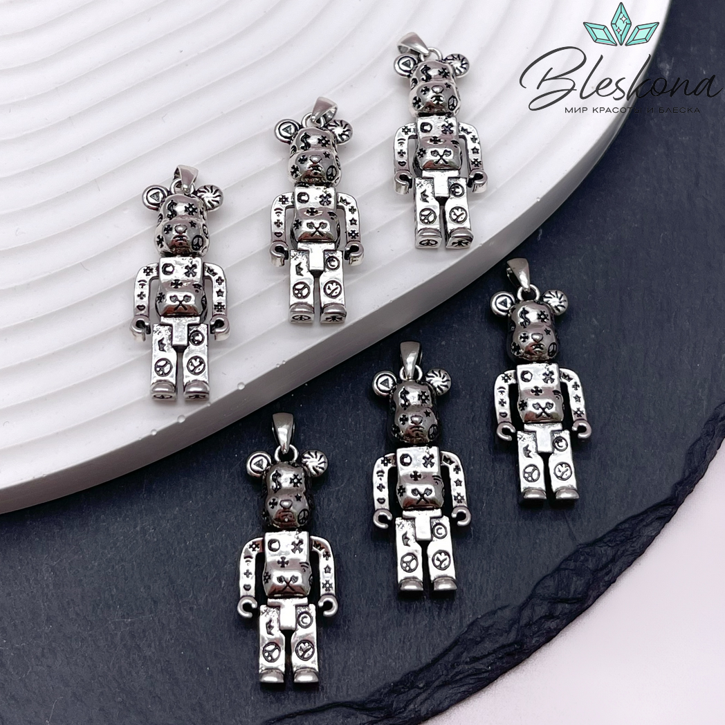 28,5*11,5 мм Цвет серебро, Подвеска Мишка 