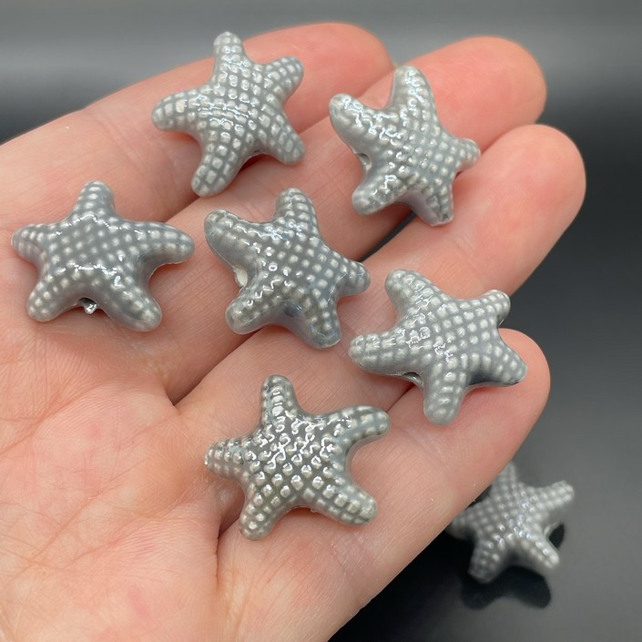 16*18 мм Бусина морская звезда, керамика цвет серый