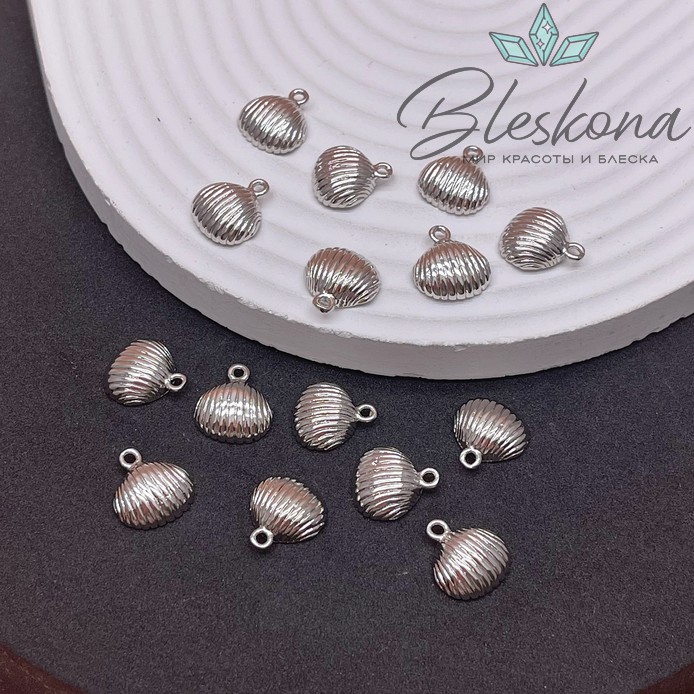 13*12 мм Цвет серебро, Подвеска Ракушка (под вклейку)