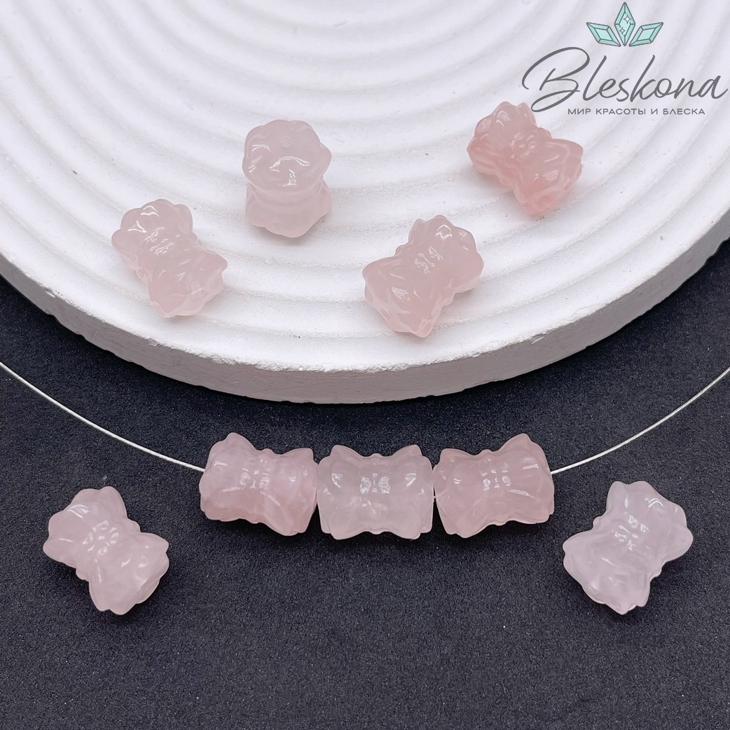 11*13 мм Резная бусина Бант Розовый Кварц