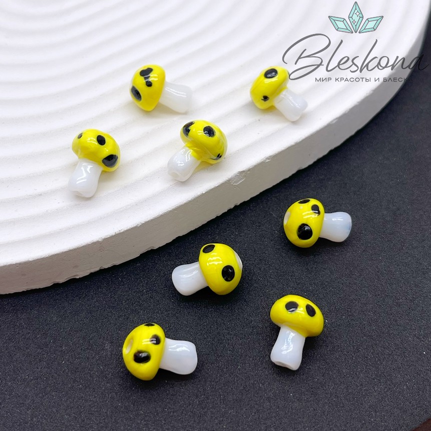 12*10 мм Бусина гриб желтый