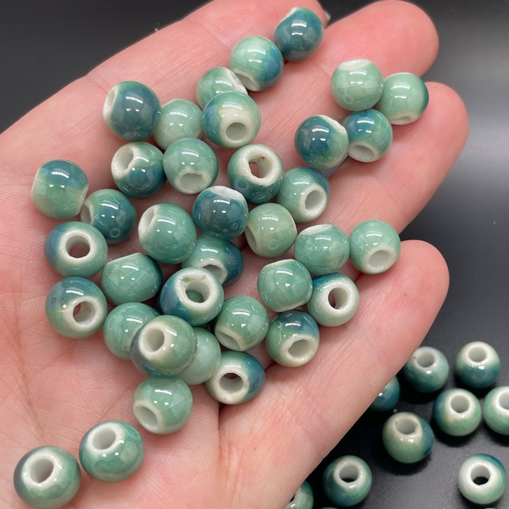 8,5 мм Бусина шар, керамика  цвет зеленый