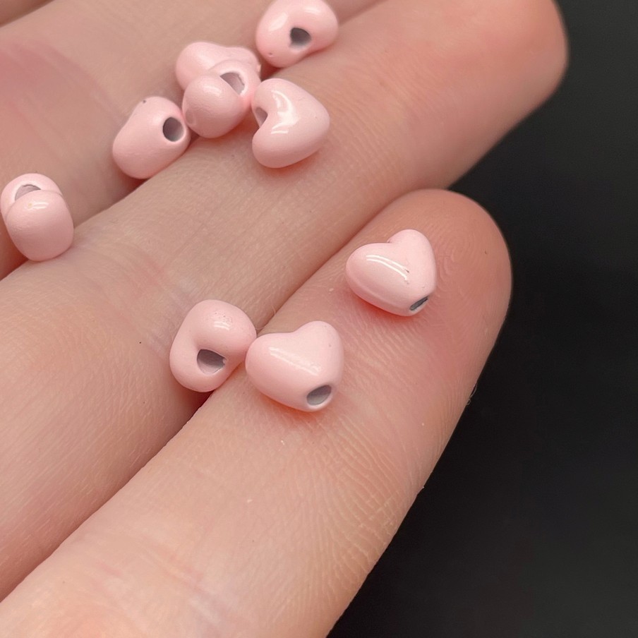 5*6 мм , Бусина сердце розовая эмаль уп.10шт