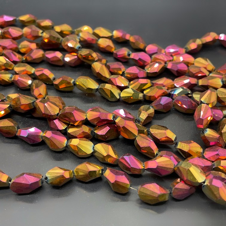 7*11,5 мм Стекло Lux, ракушка, цвет хамелеон бордовый