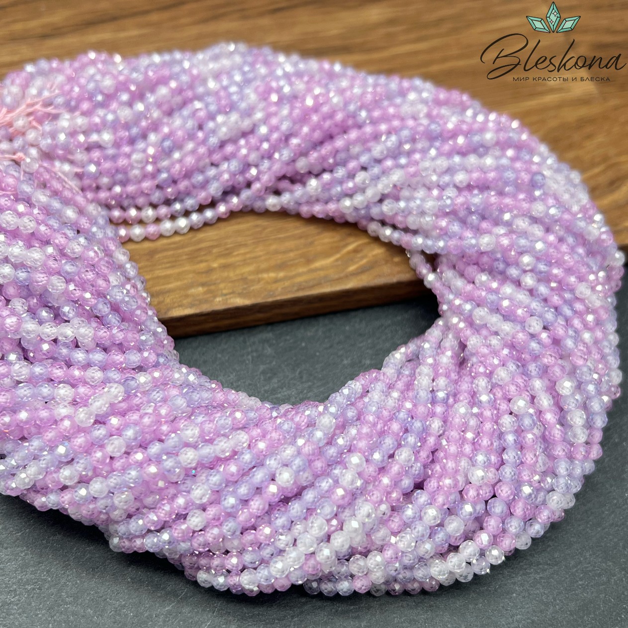 Циркон Glow микс огранка 3 мм (кубический цирконий, фианит) 