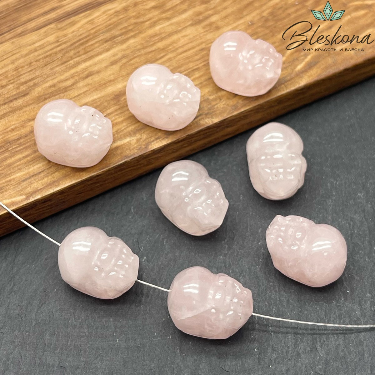 16*11 мм Резная Бусина Пи Яо Розовый кварц 