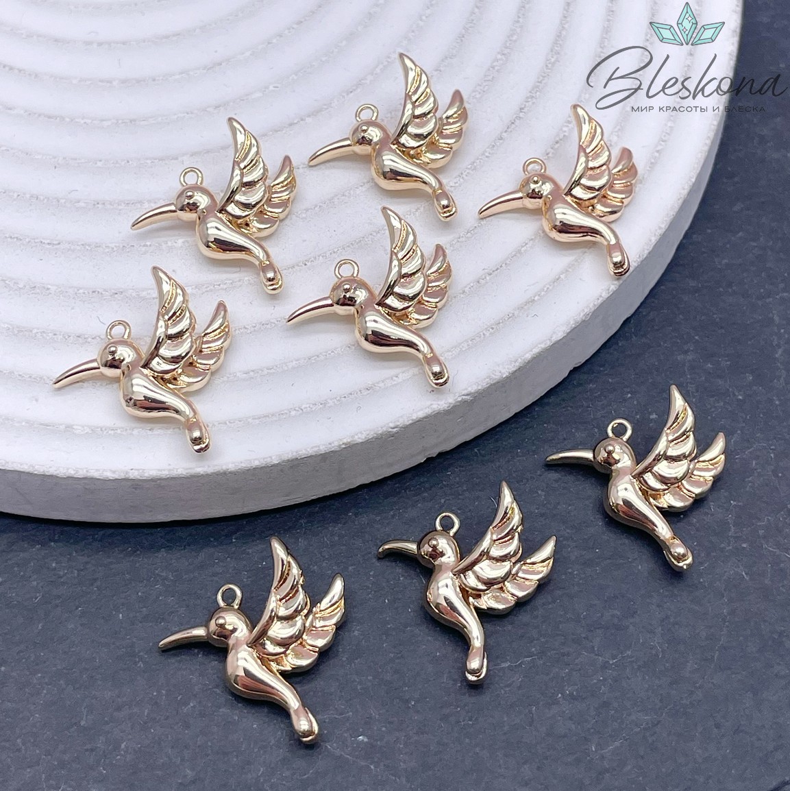 15,2*16мм, цвет золото, Подвеска Колибри 