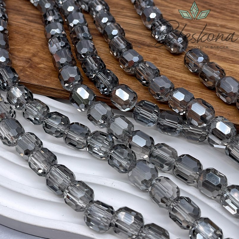 12*11 мм Бусины  бочата огранка, цвет бледно- серый, стекло Люкс