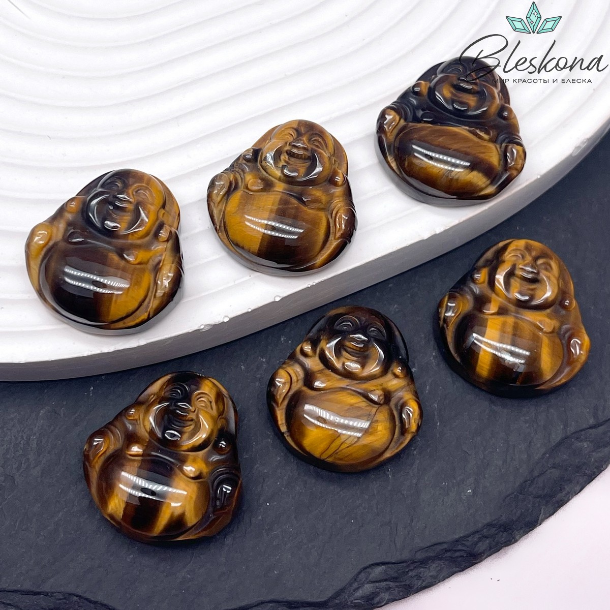 23*24 мм Подвеска Улыбающийся Будда (Хотэй) Тигровый Глаз