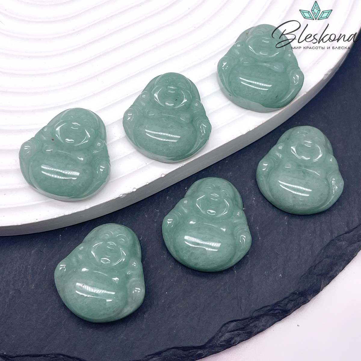 23*24 мм Подвеска Улыбающийся Будда (Хотэй) авантюрин зеленый