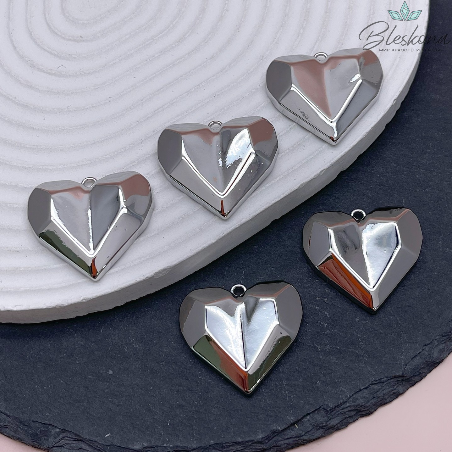 23*25мм Цвет серебро, Подвеска сердце фигурное