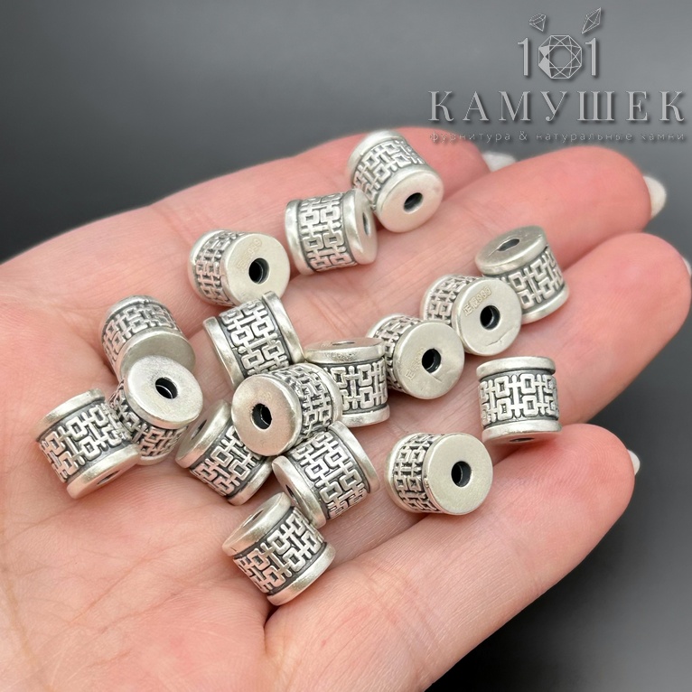 8,3*8,3мм Бусина узор посеребрение