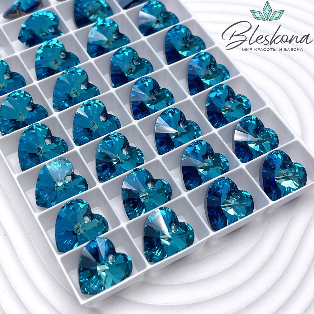 6228 Xilion Heart 14,4*14 мм Crystal Bermuda Blue (BB)