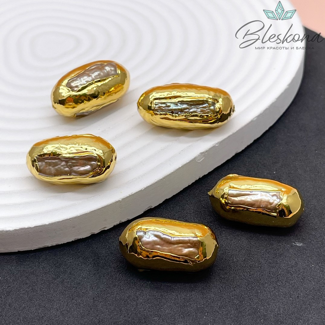 27*14 мм Цвет золото, Бусина  Жемчуг овал  хамелеон