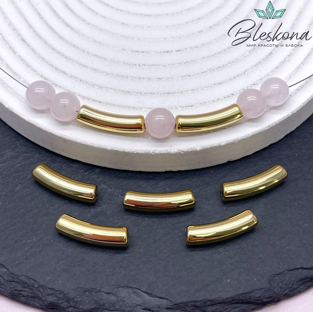 20*6 мм Цвет золото, Бусина трубочка