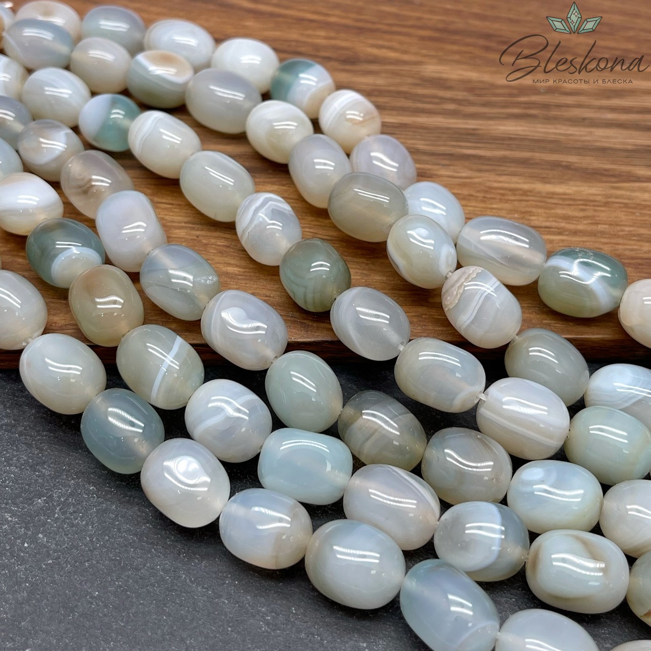 Агат серый бочата (14-16)*11 мм