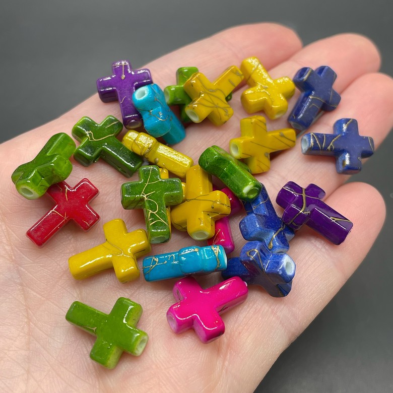 12*15,5 мм, Бусина крест микс уп.10 гр