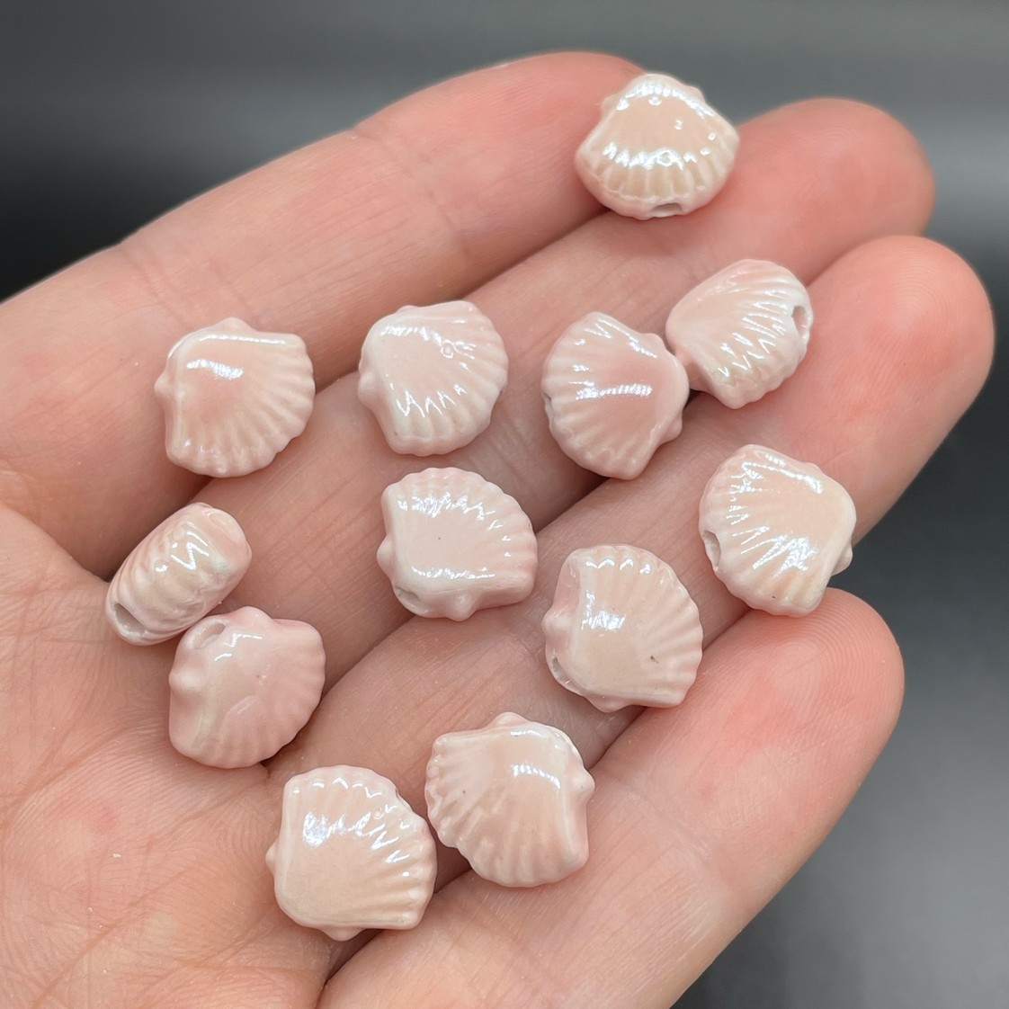 11,5*9,5 мм Бусина ракушка, керамика цвет розовый