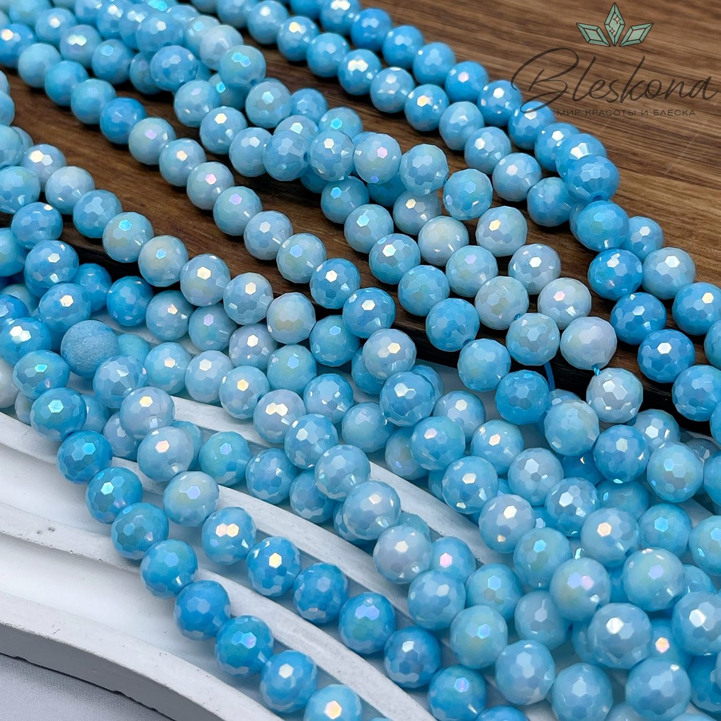 Стекло Lux голубое огранка острая 8 мм