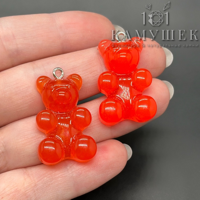 30*19мм,цвет серебро, Подвеска Мишка красный