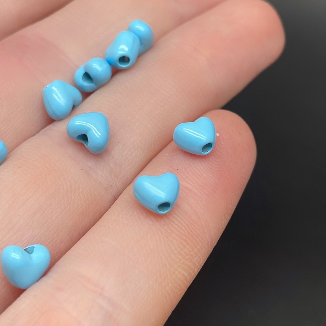 5*6 мм , Бусина сердце голубая эмаль уп.10шт 