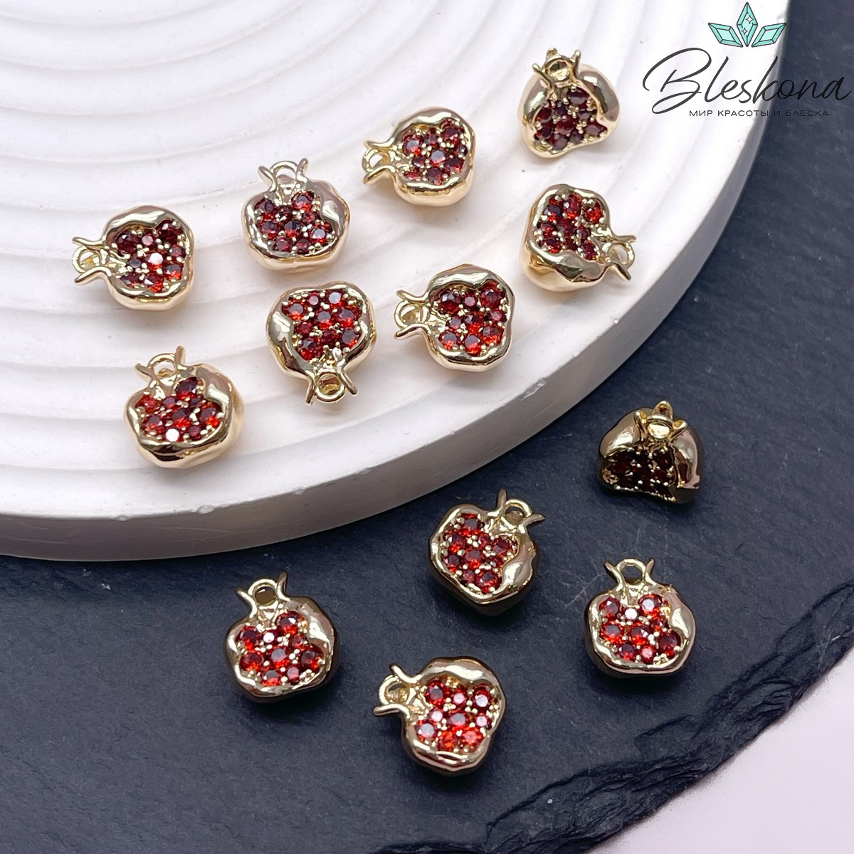 11*10 мм Цвет золото, Подвеска гранат