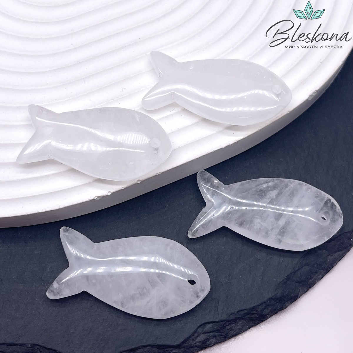 38*19 мм Подвеска рыбка Горный Хрусталь