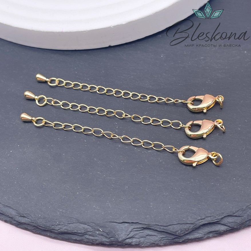 12 мм Цвет золото, Замок округлый с цепочкой капля
