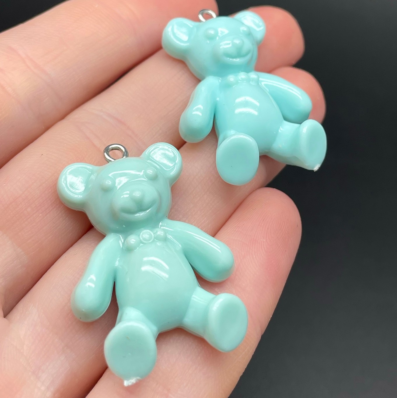 24*35мм, Цвет серебро, Подвеска Мишка бирюзовый