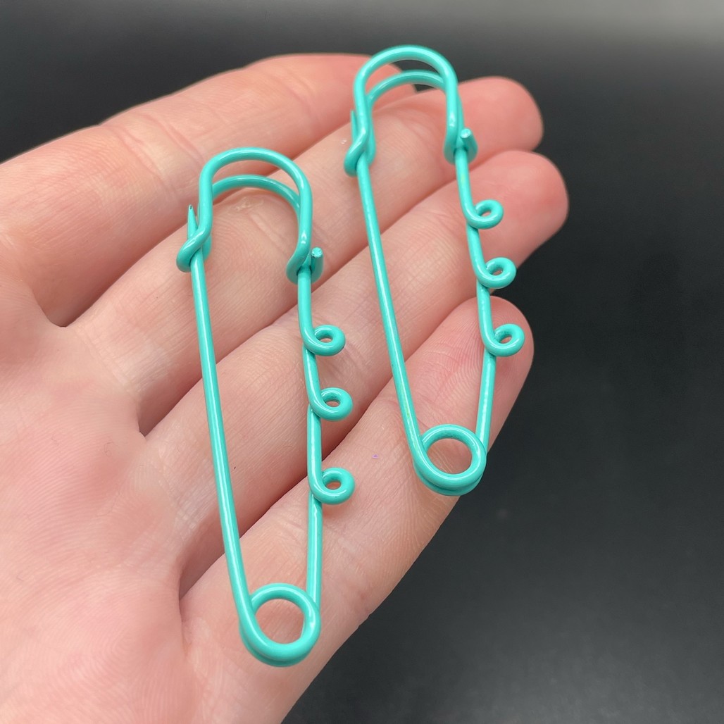 6 см , Основа булавка 3 колечка бирюзовая эмаль