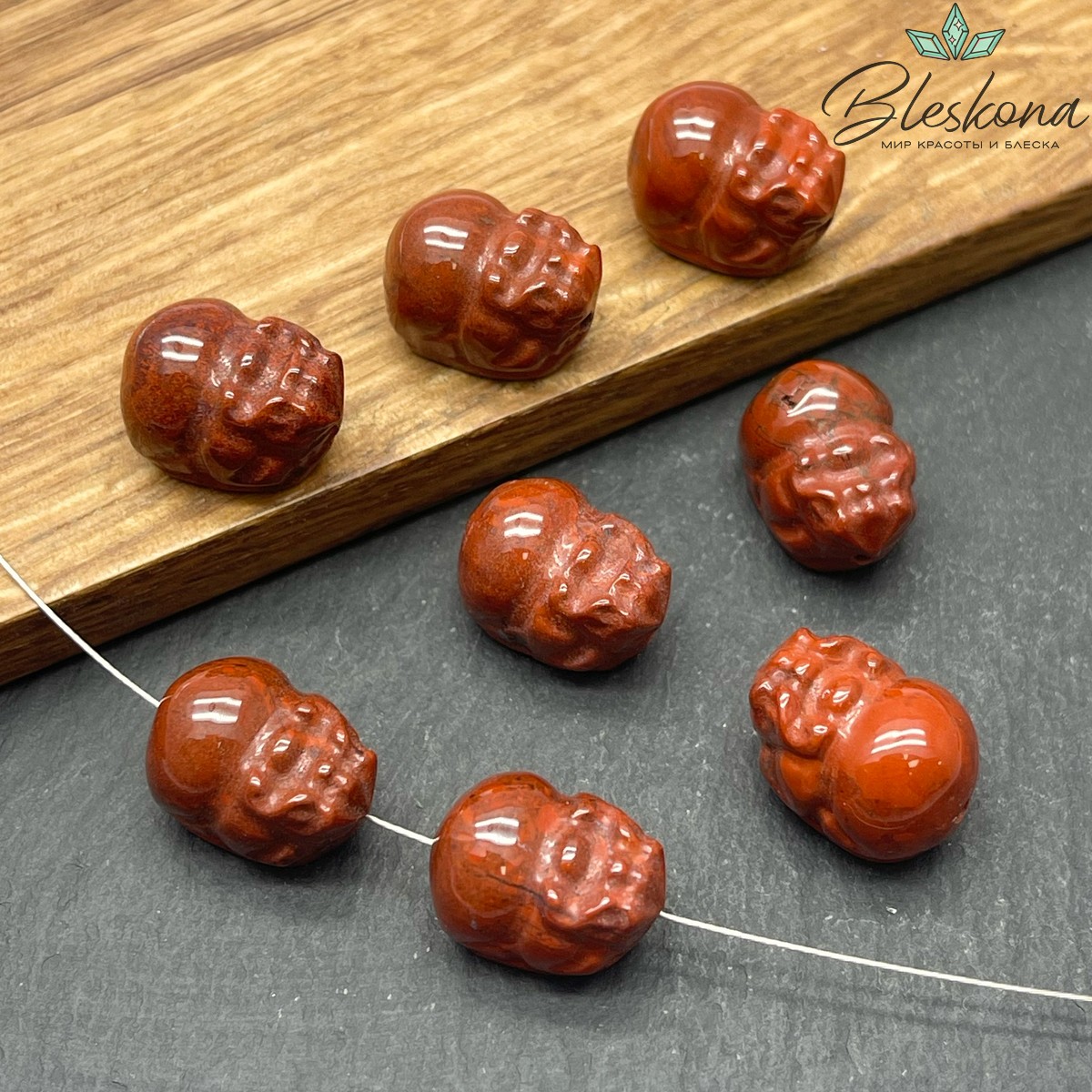 16*11 мм Резная Бусина Пи Яо Яшма красная 
