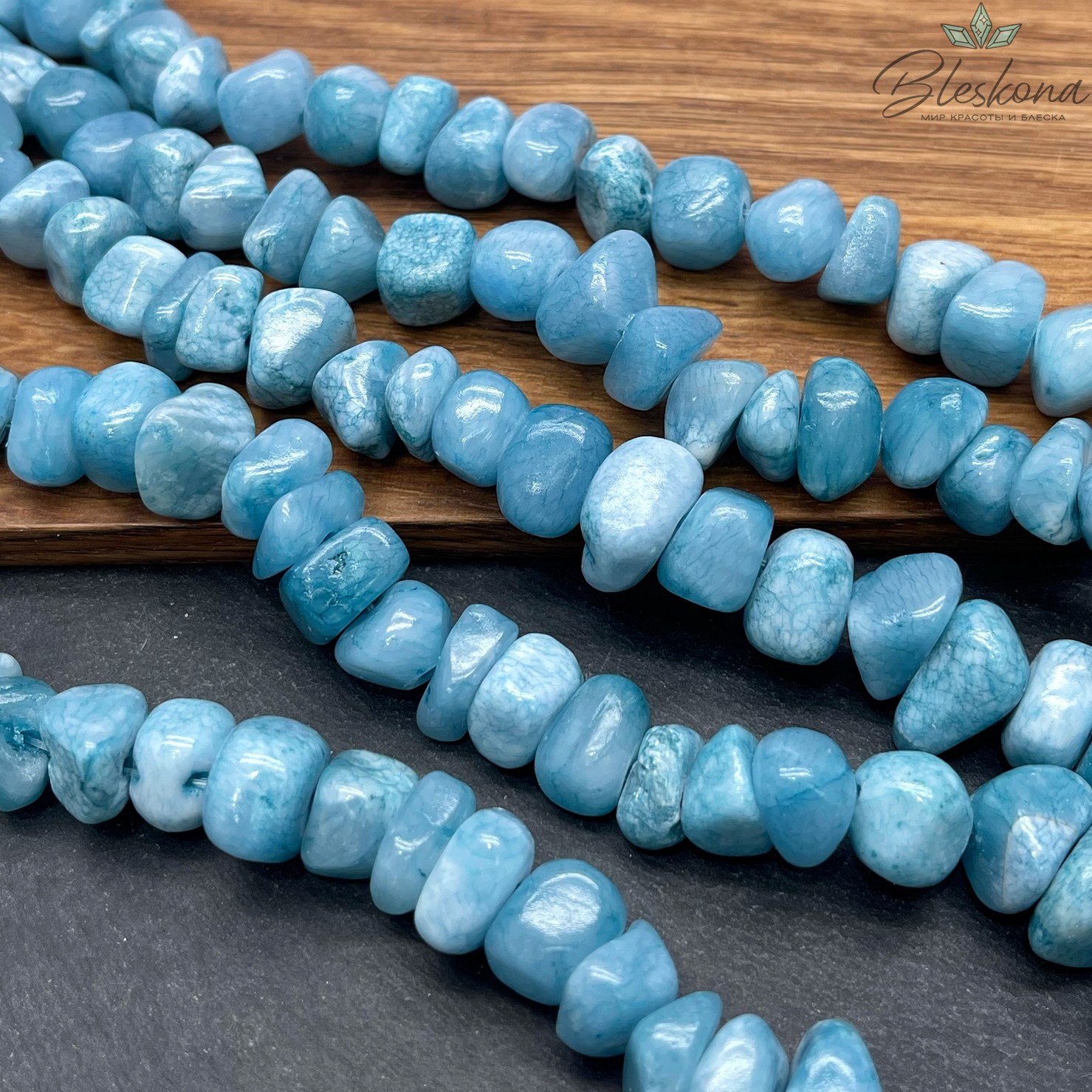 Оникс фриформ голубовато- зеленый (6-10)*(10-15) мм