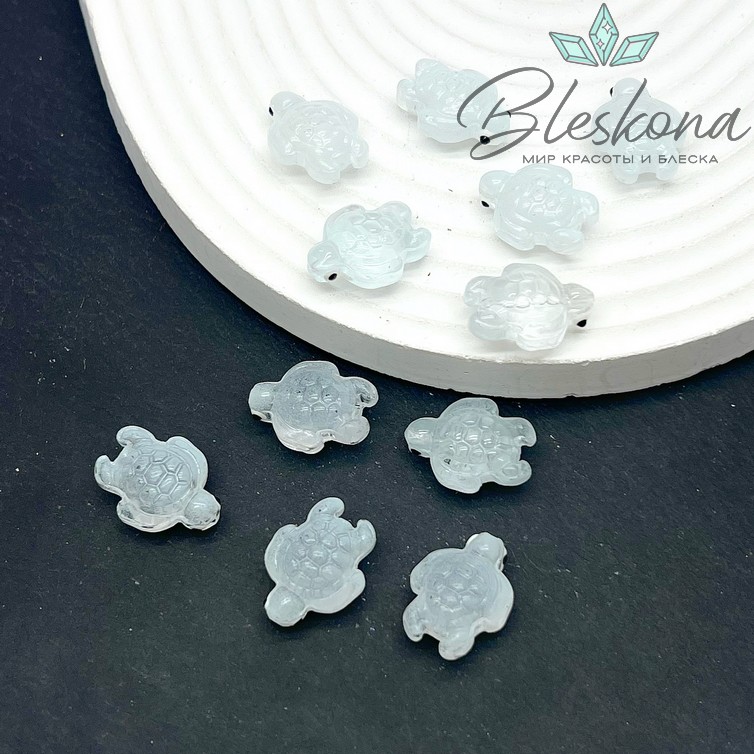 18,5*14 мм  Бусина черепаха белая