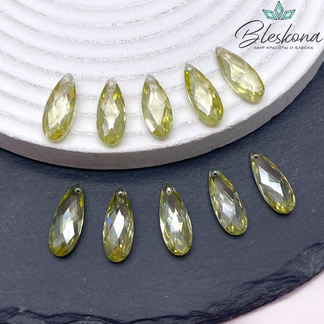 18*7 мм, Подвеска Циркон капля желтая №1 (кубический цирконий, фианит) 
