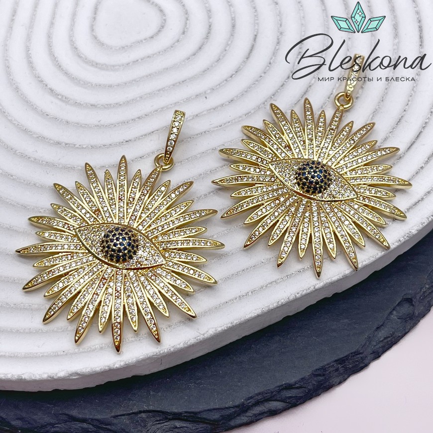 46*43 мм Цвет золото, Подвеска глаз лучи с цирконами 