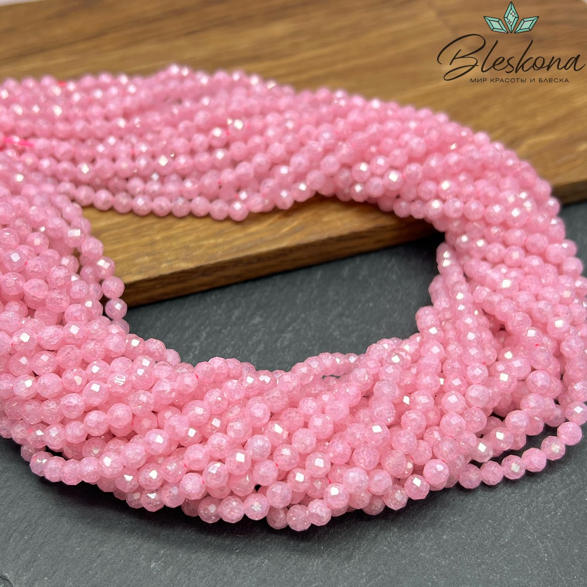 Циркон Glow розовый огранка 4 мм (кубический цирконий, фианит) 