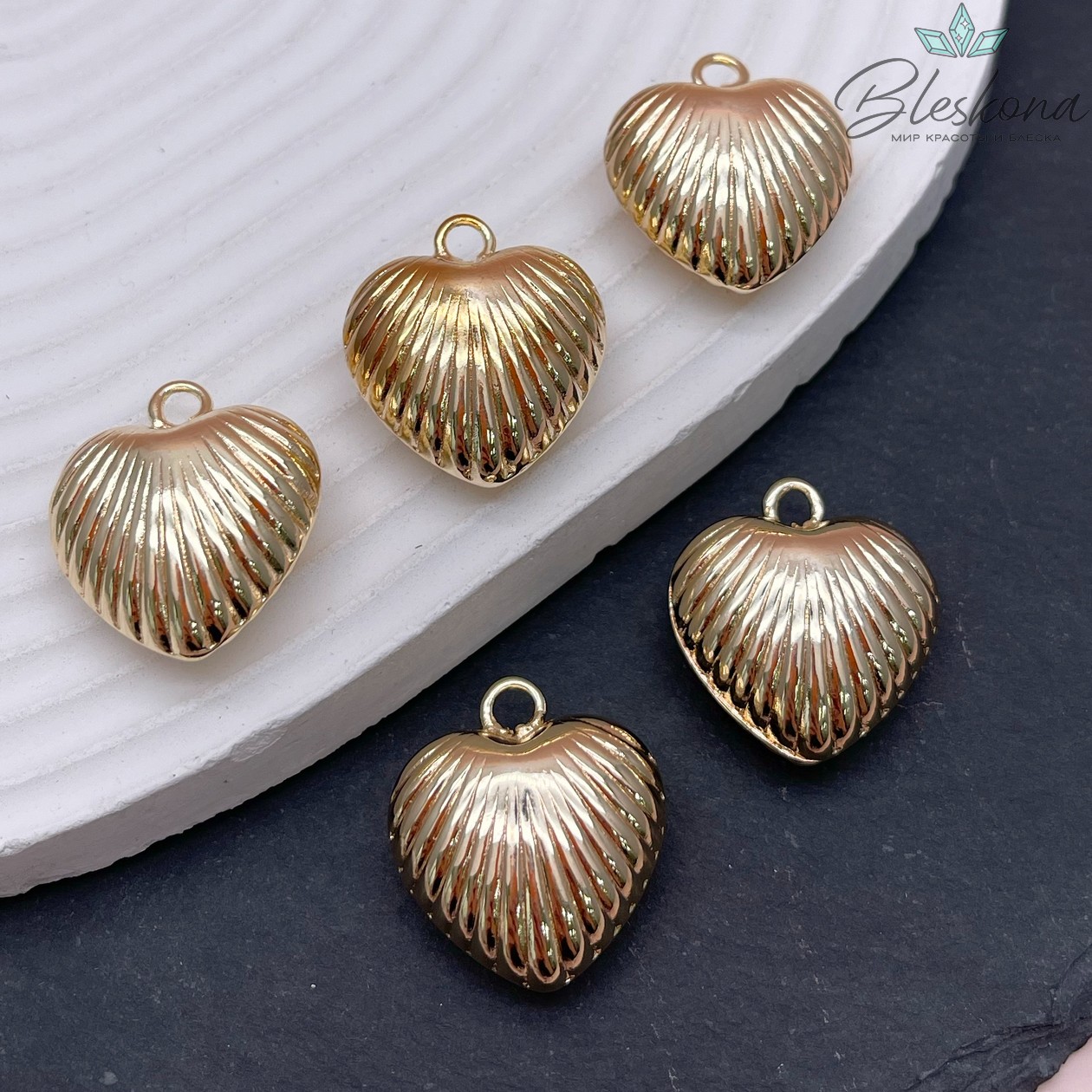 20*23мм Цвет золото, Подвеска Сердце лучи объемное 